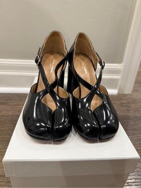 Maison Martin Margiela Black Split-Toe Cross-Strap Heels